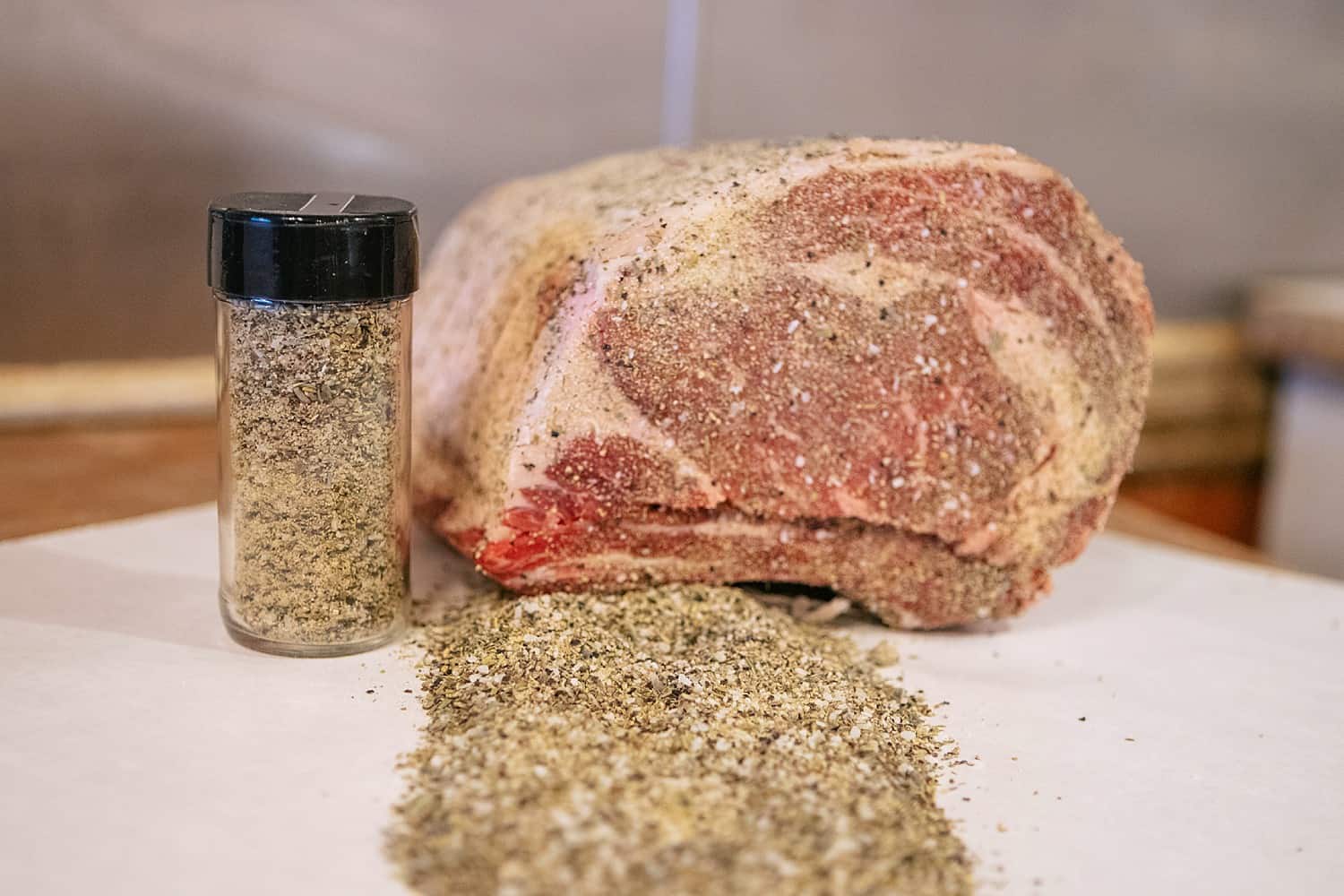 Meat covered in spice mix