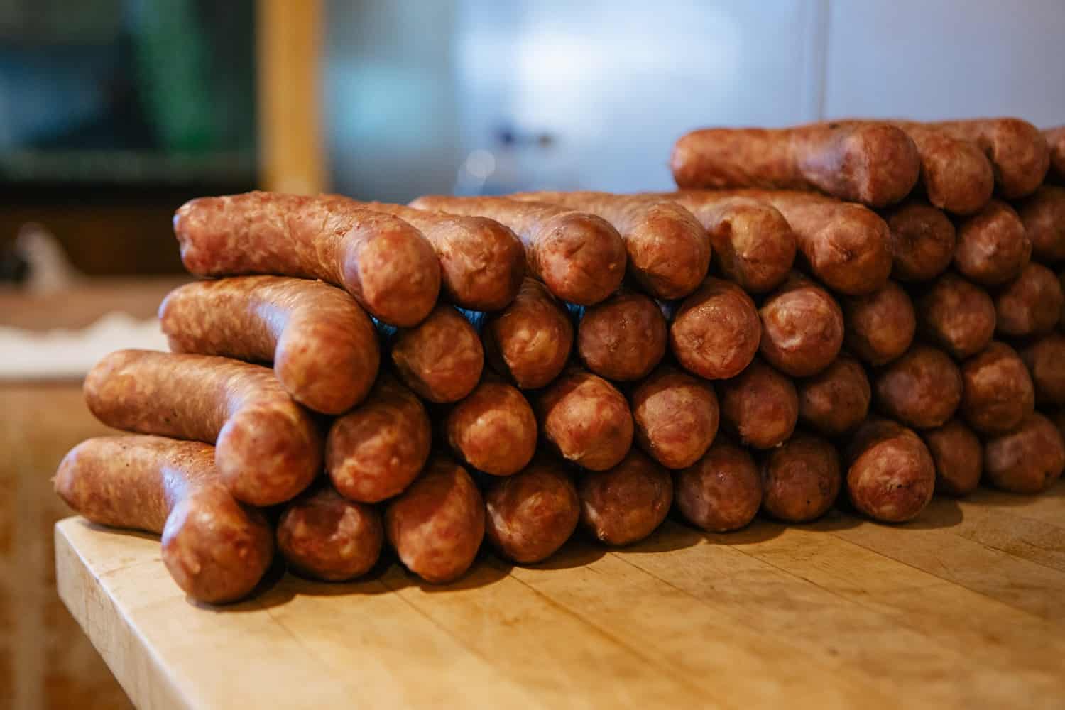 Stack of sausages