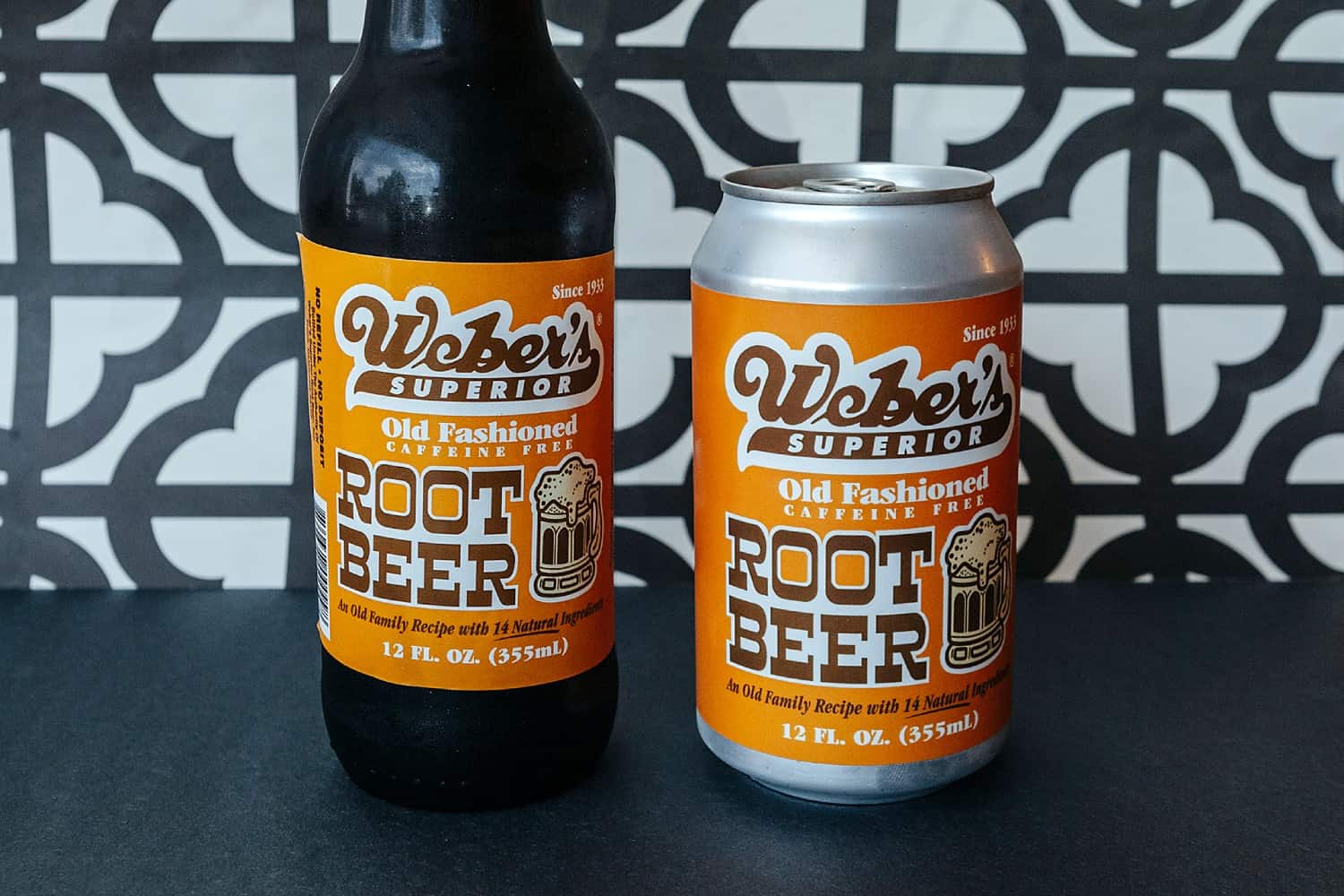 Webers Root Beer - can and bottle